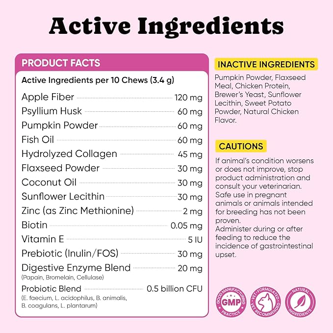 Hairball Treatment for Cats-Natural Coconut & Fish Oils for Smooth Passage & Relief, Cat Hairball Remedy Treats with Fiber & Enzymes to Reduce Buildup, Support Gut, Skin & Coat Health - Chicken Flavor