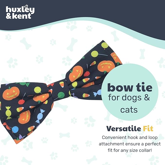 Huxley & Kent Pet Bow Tie for Dogs & Cats - Halloween Adjustable Hook & Loop Collar Accessory - Cute & Comfortable for Holidays & Celebrations - Trick or Treat, Large