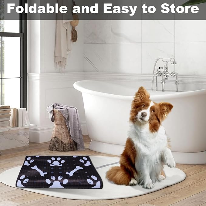 Dog Bath Mat for Tub Non-Slip Pet Bathtub Mat Fast Dry Dog Shower Attachment Mat Senior Friendly Dog Bath Supplies (Black