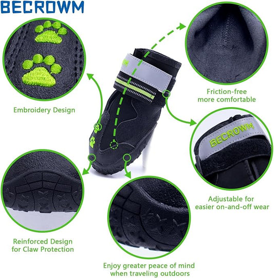 Dog Shoes&Dog Boots for Small,Medium,Large Dogs,Waterproof Non-Slip Shoes for Winter&Hiking,Adjustable Paw Protection, for Dogs(#7(Width 2.95inch) for 66-77 lbs)