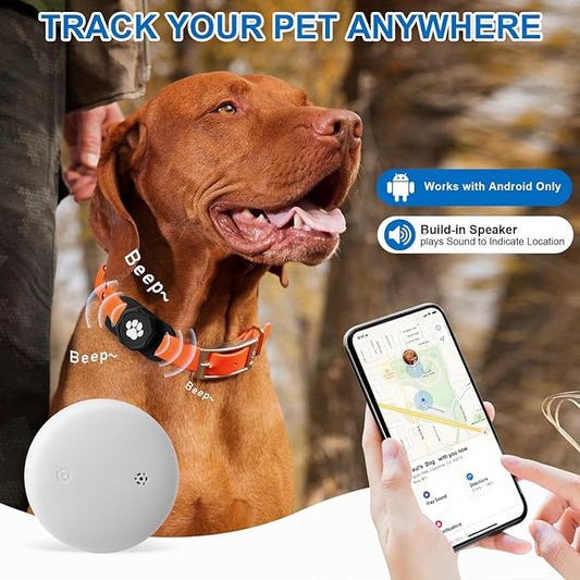 Smart Pet Tracker for Collar - Dog Trackers Pet Location Tracker with Holder, No Monthly Fee, Anti-Lost Tracking Device for Pets,Bag Straps, Compatible with Google Android Only(Not for iOS),Black