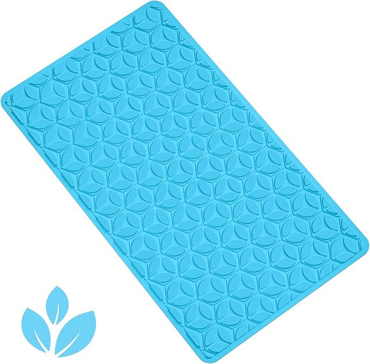 WRISIN Bathtub Mat Non Slip with Suction Cups - 100% Rubber Bathroom Mat Textured for Bath Tub Shower Safety - Soft on Touch - BPA/PVC Free - Pet Dog Bath Mat - Machine Washable - 16 × 28 Inch（R Blue）