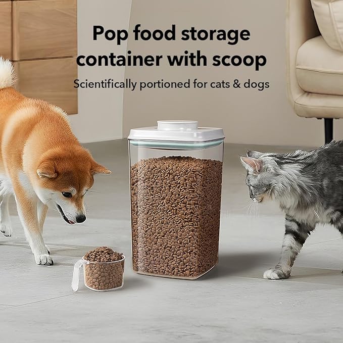 Ankou Dog Food Storage Container with 130ml Scoop – 4L/4.2qt Airtight Dog Food Container for Kibble & Treats, BPA-Free Cat Food Storage Container, Stackable Pop Lid Plastic Container with Lid