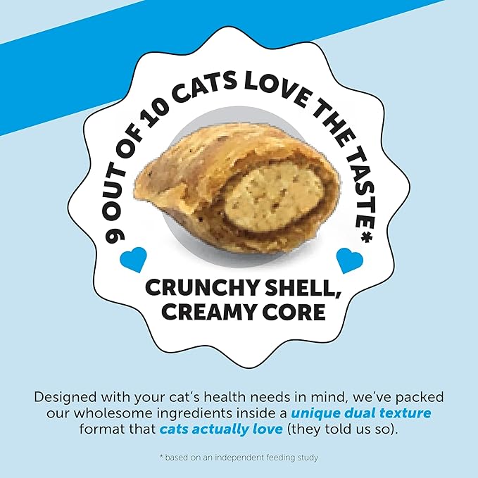 Cat Skin & Coat Health Chews – Crunchy & Creamy Treats with Omegas, Vitamin C & E, Biotin – Soothes Itchy, Dry Skin, Reduces Shedding & Promotes a Shiny Coat – Cat Vitamins (Chicken 30-Day Supply)