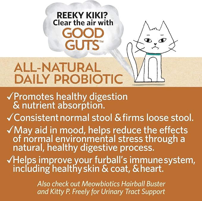 Meowbiotics Cat Probiotics Powder– Good Guts Digestive Health & Kitty P. Freely Variety Pack – Immune Support, UTI & Kidney Care – Food Topper Supplement – Made in USA – 30-Day Supply Each