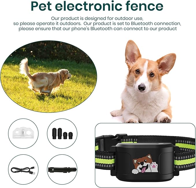 GPS Dog Electronic Fence, Wireless Training Collar- No Subscription Required, Customizable Boundaries via App 3280 FT, IPX7 Waterproof Rechargeable Collar, Smart Training Fence, Automatic Sleep/Wake