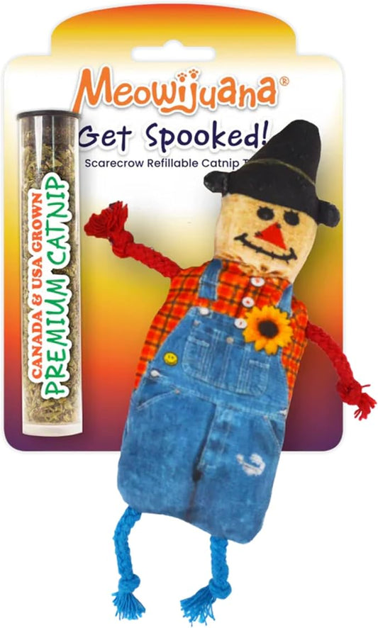 Meowijuana Refillable Cat Toys | Get Spooked - Scarecrow Catnip Toy | Includes Potent Hand Harvested Catnip Grown in North America | Promotes Play and Cat Health