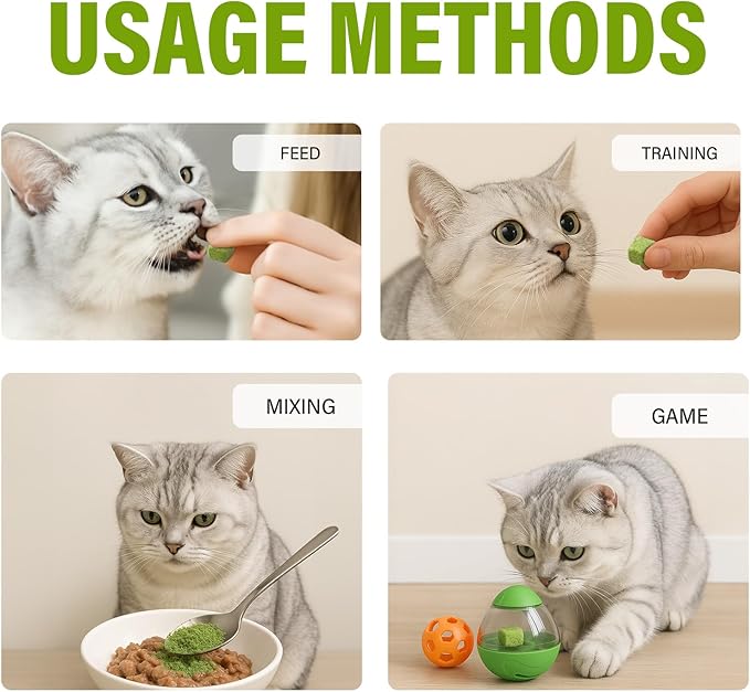 Cat Grass Treats, Organic Grass Treats for Indoor Cats, Hairball Relief & Dental Health Support, Natural Snacks with High Fiber Formula