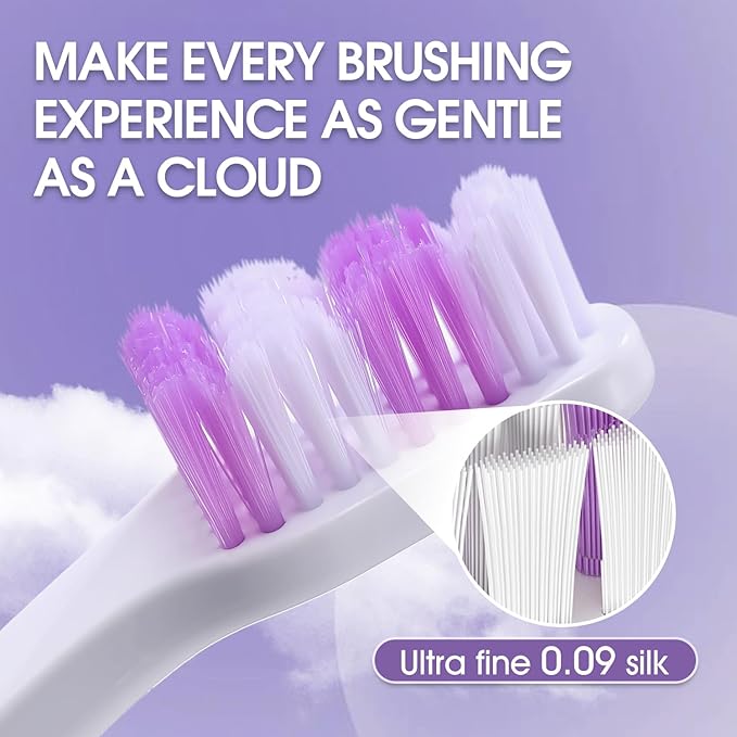 Dog Toothbrush – Newly Upgraded Dual-Head Design with 60° Wavy Bristles–Gently Surrounds Teeth for Deep Cleaning and Plaque Removal – Non-Slip Handle, Ideal for Daily Pet Dental Care (Purple, 6-Pack)