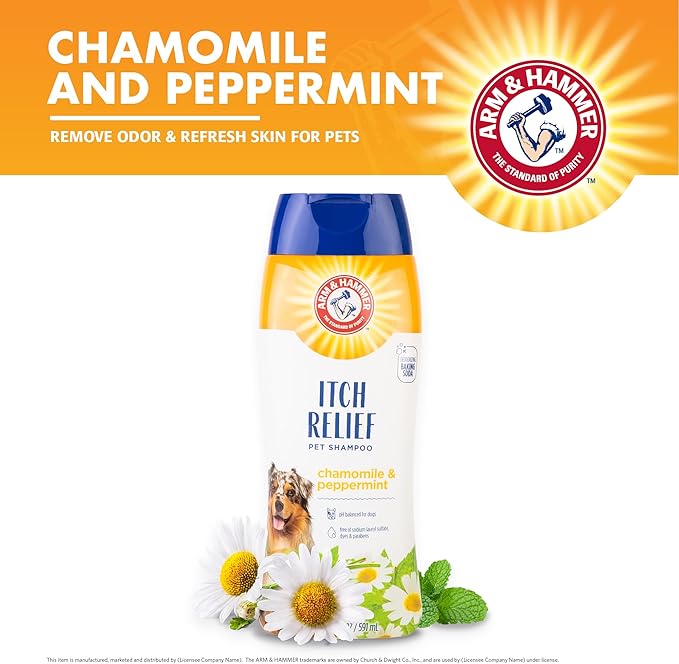 Arm & Hammer for Pets Itch Relief Shampoo, 20oz Chamomile and Peppermint Scent | Professional Quality Dog Itch Shampoo, Free of Sodium Lauryl Sulfate & Parabens