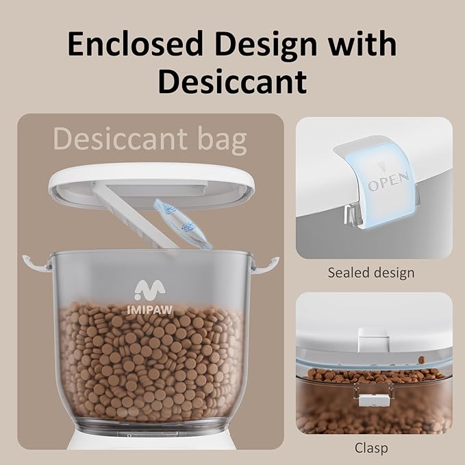 Automatic Cat Feeder WiFi: 5G Smart Auto Pet Feeder with App Remote Control- Timed Feeding Cat Food Dispenser with Airtight Lock-Fresh- Easy to Clean& Dual Power Supply with Stainless Bowl