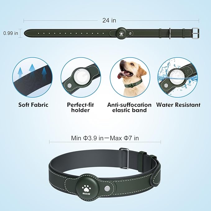GPS Tracker for Dogs, 2 in 1 Pet Tracking Smart Collar (Only iOS), No Monthly Fee GPS Tracker Dog Collar, Real-time Location Comfortable PU Tracker Tag for Small, Medium Large Dogs(Locator Included)