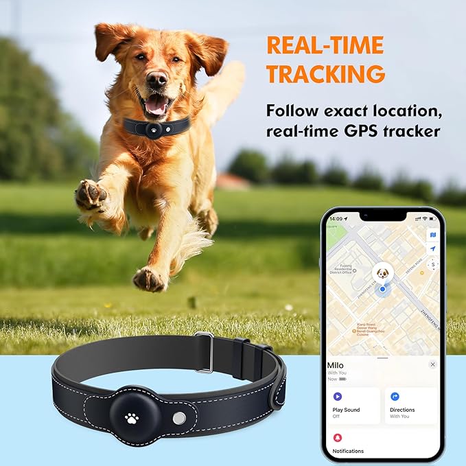 2-in-1 GPS Tracker for Dogs&Cats : Smart Collar with Real-Time Location, No Monthly Fee, Unlimited Range (iOS Only) GPS Tracker Dog Collar- Ideal for Small, Medium Large Dogs(Tracker Included)
