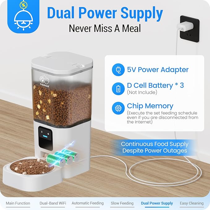 Automatic Cat Feeder with Slow Feed: 5G WiFi Automatic Dog Feeder with APP Control, 7L Timed Auto Cat Food Dispenser with Alexa for Multiple Pets, Detachable for Easy Cleaning - 29 Cup