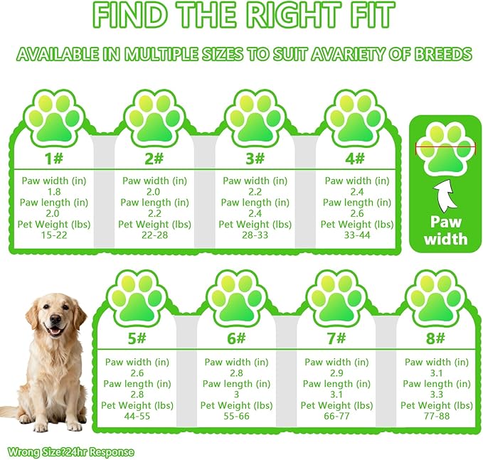 Dog Shoes&Dog Boots for Small,Medium,Large Dogs,Waterproof Non-Slip Shoes for Winter&Hiking,Adjustable Paw Protection, for Dogs(#5(Width 2.56inch) for 44-55 lbs)