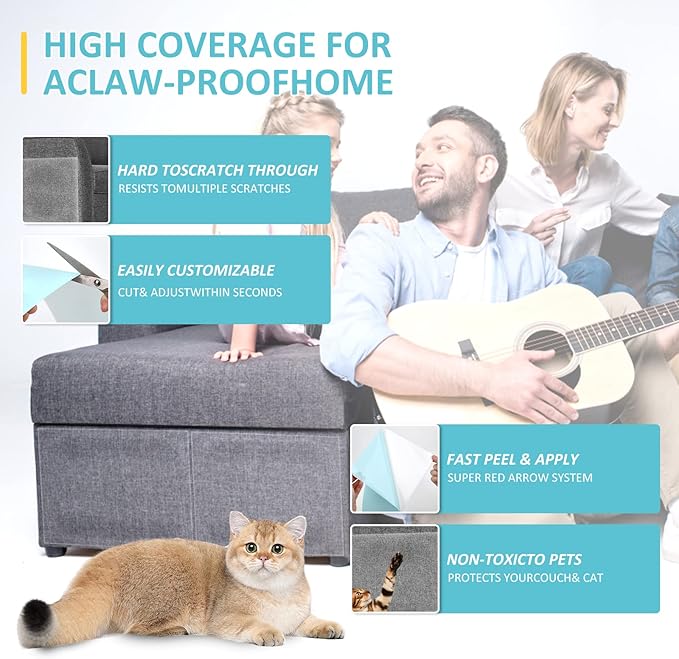 HappyFreeSX Anti Cat Scratch Furniture Protector from Cats, 11 PCS Sticky Paws, Corner Couch Protector for Cats, Cat Scratch Deterrent Tape, Training Tape, Cat Scratching Post Scratchers