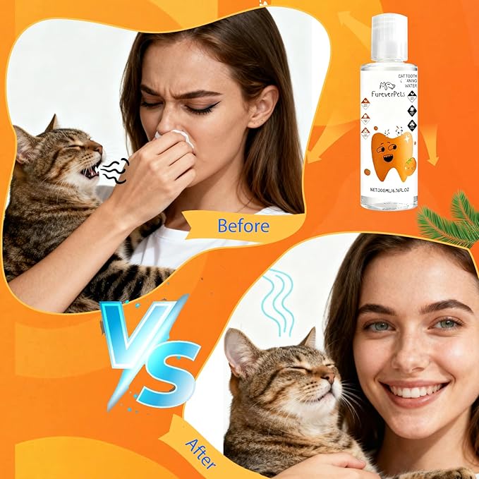 Fureverpets Dental Water Additive, Water Additive for Cats Teeth, Cat Water Additive for Dental Care, Cat Tooth Cleaning Water,Teeth Cleaning Mouthwash, Easy Daily Use (1pcs, Cats)