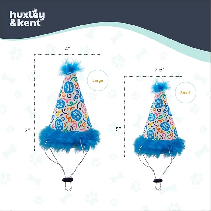 Huxley & Kent Pet Party Hat w/SnugFit Tech - Cute Glitter Doggie Birthday Party Hat - Cat & Dog Birthday Hat - Dog Hats for Parties, Adoption or Gotcha Day (Happy Got Me Day, Large)