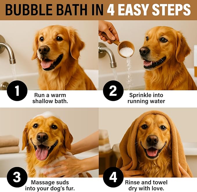 Dog Shampoo Alternative – Oatmeal & Honey Dog Bubble Bath with Autumn Scent – Natural Gentle Puppy Wash – Halloween Dog Gift - 12 Baths (Pumpkin Spice)