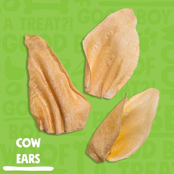 White Cow Ears for Dogs - Cow Ear Dog Treats, Single Ingredient, High Protein, Pig Ear Alternative Dog Treats - Cow Ears for Small and Large Dogs (12 Pack)