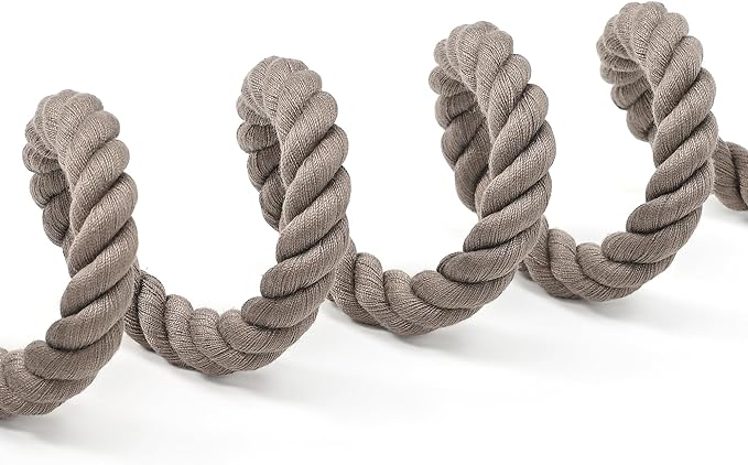 Mile High Life Dog Leash, Braided Cotton Rope Leashes with Leather Tailor Tip with Leather Tip - Heavy Duty Metal Clasp, 4FT, 1/2" Thick - Wedding, Walking Leash for Medium Large Dogs(Camel)