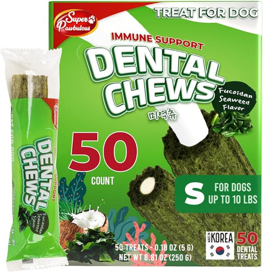 SuperPaw Dental Chews for Dogs - Healthy Dog Dental Treats for Teeth and Gums, Natural Chew Toy Alternative, Teeth & Gum Cleaning - Small, Seaweed, Pack of 1
