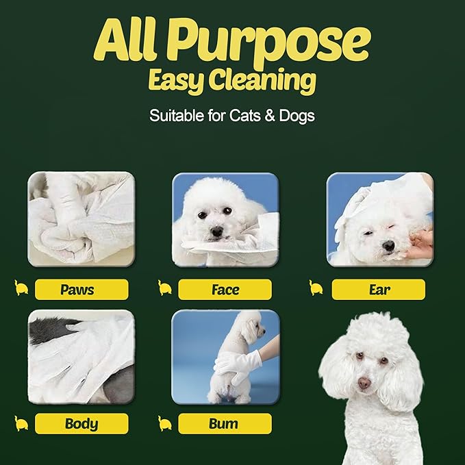 400 Dog Wipes for Paws and Butt Ears Eyes | Organic Pet Wipes for Dogs | Lavender Scented Dog Wipes Cleaning Deodorizing | Extra Thick Paw Wipes for Dogs Cats Pets | Bonus Glove Wipes Included