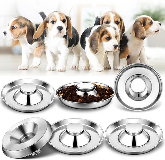 Zopeal 6 Pcs 11.8" Stainless Steel Puppy Bowls Puppy Food Feeding Bowl Dog Food Water Slow Feeder Bowls, Weaning Feeder for Litters, Small Medium Large Dogs, Pets, Multiple Puppies, Gift for Christmas