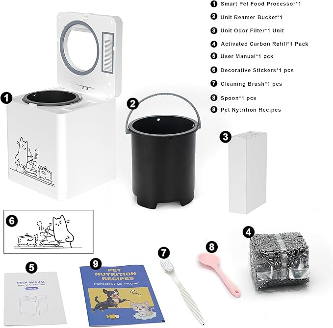 Pet Fresh Food Maker – All-in-One Dog & Cat Food Multicooker with Chopping & Cooking, DIY Cat Churru,Dog Treat Maker,5-in-1 Machine