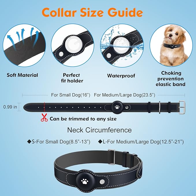 2-in-1 GPS Tracker for Dogs: Smart Collar with Real-Time Location, No Monthly Fee, Unlimited Range (iOS Only) GPS Tracker Dog Collar- Ideal for Small, Medium Large Dogs(Tracker Included)(Blue)