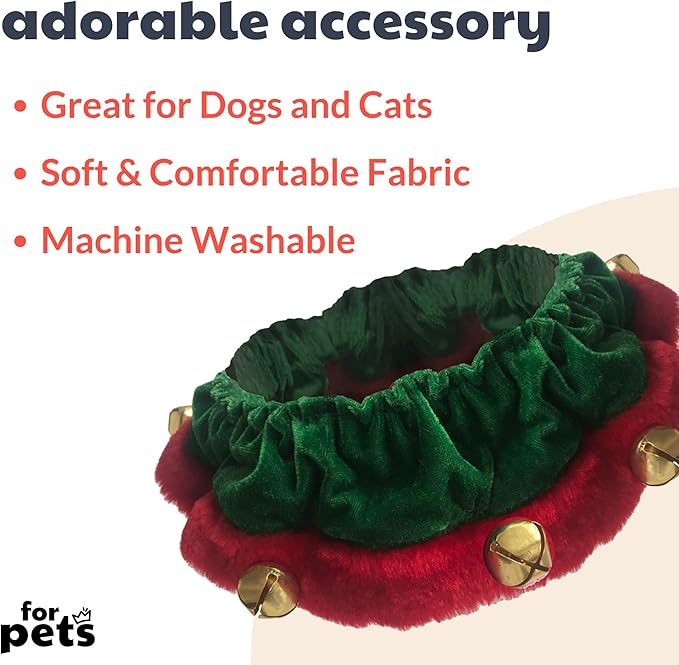 Huxley & Kent Ruff Pet Scrunchy | Elf (Medium) | Festive Christmas/Holiday Neckwear for Dogs/Cats | Fun Stretchable Costume Accessory | Soft Collar with Bells