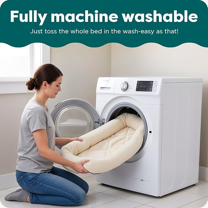 FurHaven Dog Bed for Extra Small Dogs & Cats, Bolster Crate Pad with Soft Supportive Base for Carriers & Kennels, Machine Washable, Extra Small, Sherpa Fleece, Cream