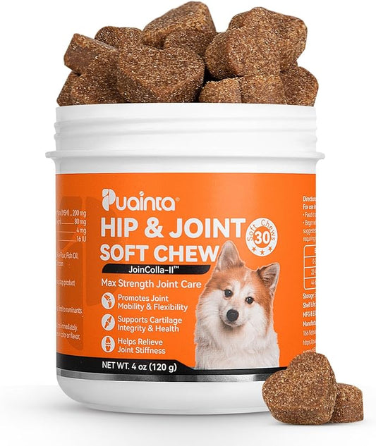 Collagen for Dogs & Cats Hip & Joint Supplement with Glucosamine, Chondroitin, MSM, Dog Joint Pain Relief, Multivitamin Treats for Small, Medium Large Dog Mobility-30 Soft Chews