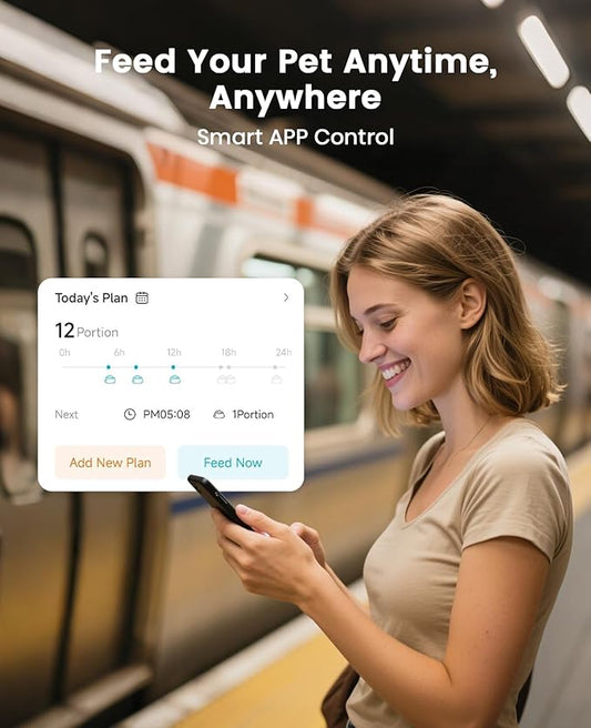 oneisall Automatic Cat Feeder, WiFi Cat Food Dispenser with App Control, Auto Cats Feeder Automatic for Dry Food, Smart Pet Food Dispenser with Portion Control for Small Pets Indoor