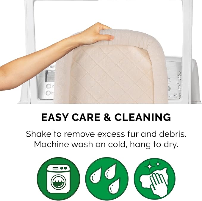 Furhaven Dog Bed for Medium/Small Dogs & Indoor Cats, 100% Washable, Sized to Fit Crates - Sherpa Fleece Bolster Crate Pad - Cream, Medium