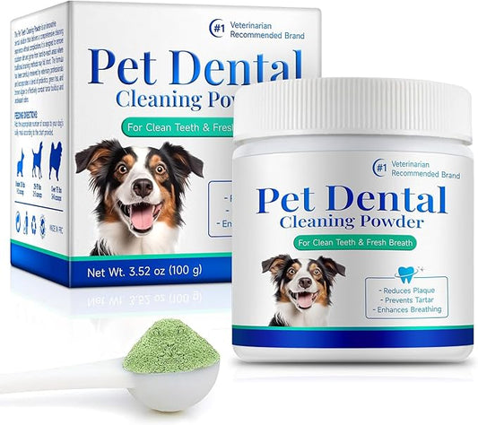 Dog Dental Powder - Pet Dental Powder - Teeth Cleaning P-owder for Dogs - Plaque & Bad Breath Off P-owder D-og, D-ental Care Supplies 100g