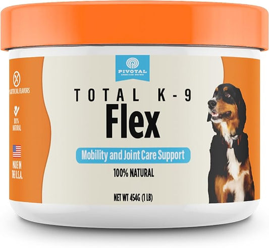 Pivotal Total K-9 Flex – All-Natural Hip and Joint Supplement for Dogs - with Glucosamine, MSM, Vitamin C, Chondroitin – Dog Joint Relief – 1lb