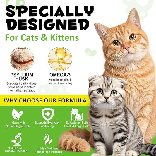 Hairball Treatment for Cats, Cat Treats Hairball Remedy Crunchy & Creamy Chews Supports Skin & Coat, Vitamins for Digestion, Chicken (30-Day Supply)