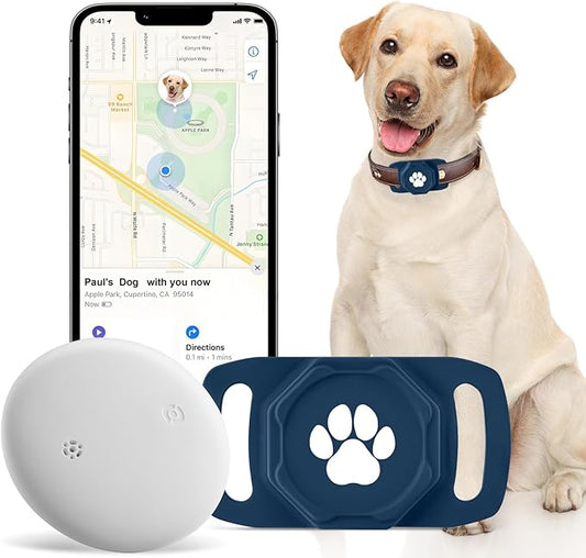 Smart Pet Tracker for Collar - Dog Trackers Pet Location Tracker with Holder, No Monthly Fee, Anti-Lost Tracking Device for Pets,Bag Straps, Compatible with Google Android Only(Not for iOS),Blue