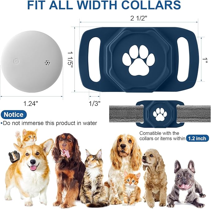 Smart Pet Tracker for Collar - Dog Trackers Pet Location Tracker with Holder, No Monthly Fee, Compatible with Apple Airtag Find My (iOS Only, Not for Android), Anti-Lost Device for Pets, Bag Straps