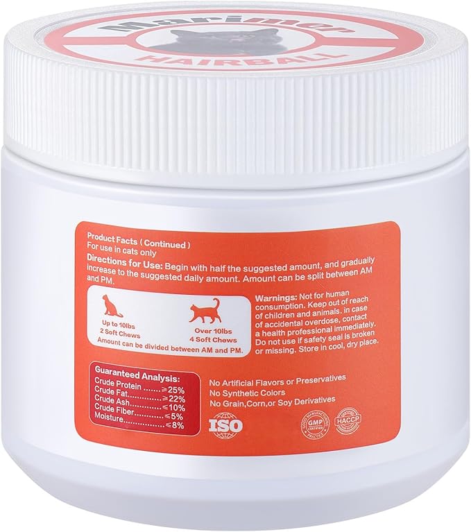 Hairball Control Chews for Cats – Chicken Flavor, 100 Soft Chews – Psyllium Husk, Lecithin, Omegas 3-6-9, Zinc & Biotin – Digestive & Skin Support for Hairball Reduction