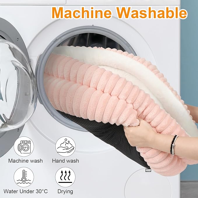 Cat Beds for Indoor Cats,Washable Round Donut Dog Bed,Fluffy Puppy Dogs Beds for Small Dogs with Anti-Slip Bottom (Pink, S)