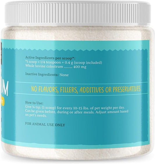 Raw Paws Pet Bovine Colostrum for Dogs Allergies & Immune Support (5-Ounce) - Made in USA - Colostrum for Cats - Senior Dog Supplements - Itchy Skin Treatment - All Ages, Sizes & Breeds