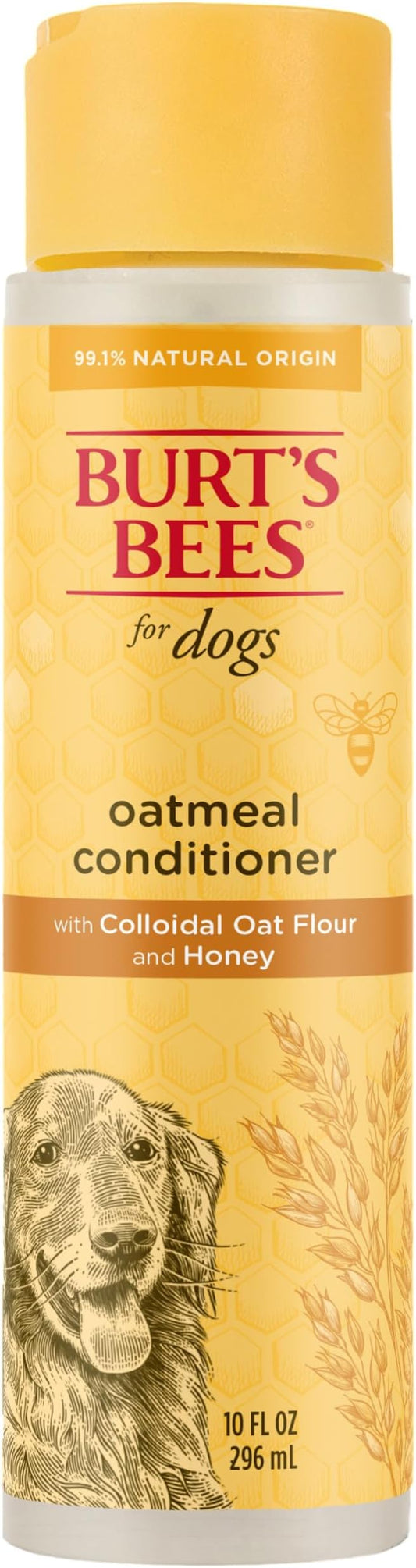 Burt's Bees for Pets Oatmeal Dog Conditioner with Colloidal Oat Flour and Honey, 95% Natural Origin Formulas, Gentle Canine Conditioning Formula for Itchy Dogs, 2pk, 10 oz