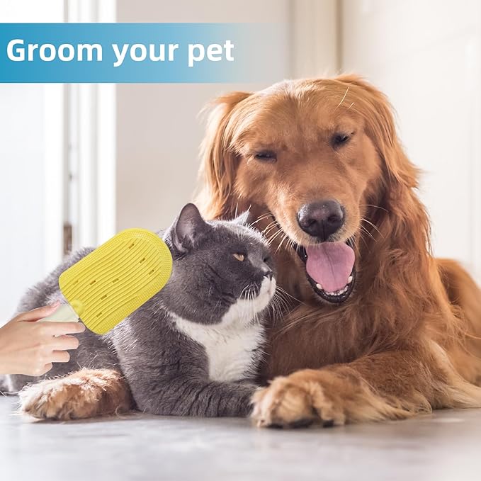 Pet Ice Cream Massage Comb, Cat Double-Sided Grooming Brush, Cat Tongue Brush for Cats Grooming Easily Removes Fur Reducing Hairballs (Yellow)