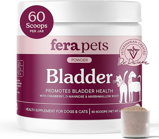 Fera Pets Bladder Support - Cranberry for Dogs & Cats - D-Mannose & Marshmallow Root - Urinary Tract Support - Supports Normal Urine pH - Boosts Immunity - 60 Scoops