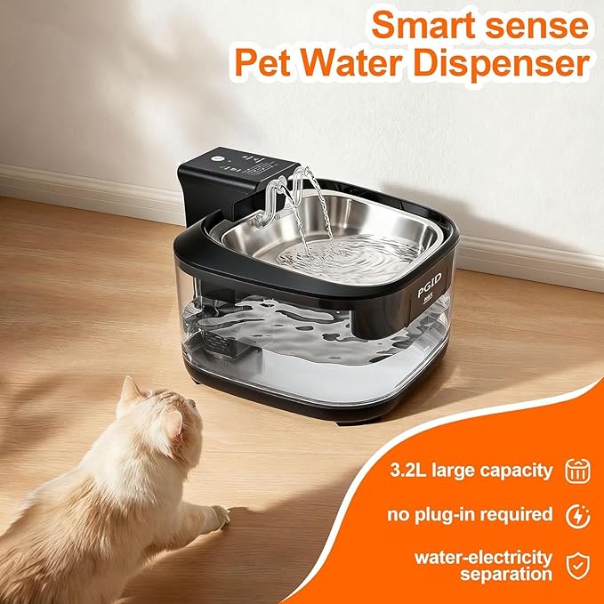 FGID Automatic Cat Feeder and Water Fountain,Wire or Battery Cat Food Dispenser Timer Pet Feeder Dog Feeders w Camera,Programmable Portion Control, 4 Daily Meals, 10s Voice Recorder