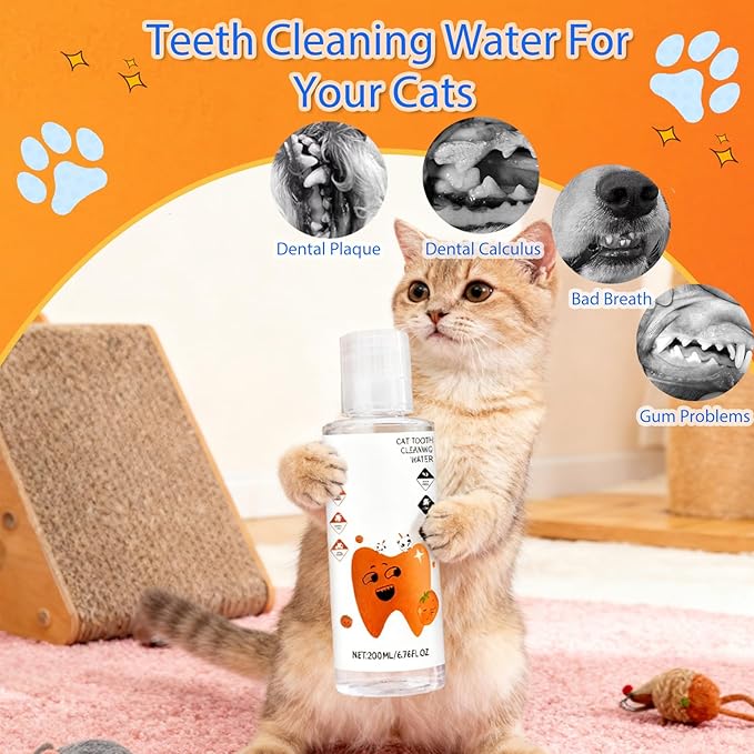 Fureverpets Dental Water Additive, Water Additive for Cats Teeth, Cat Water Additive for Dental Care, Cat Tooth Cleaning Water,Teeth Cleaning Mouthwash, Easy Daily Use (2pcs, Cats)