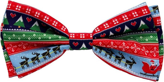 Huxley & Kent Pet Bow Tie for Dogs & Cats - Holiday Adjustable Hook & Loop Collar Accessory - Cute & Comfortable for Holidays & Celebrations - Ugly Sweater, Large