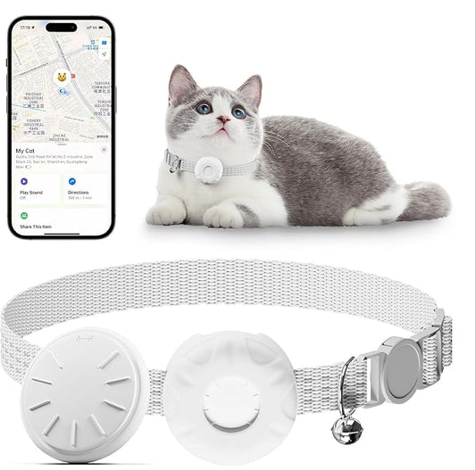 Cat GPS Tracker for Cats, Waterproof Pet GPS Tracker, Compatible with Apple Find My App (Only iOS), No Monthly Fee, White